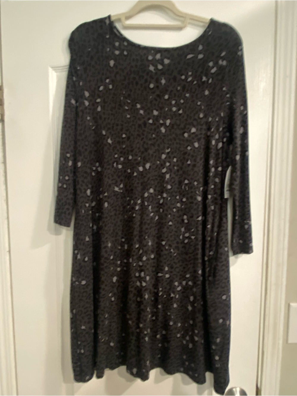 Time and Tru Black Patterned Midi Swing Dress